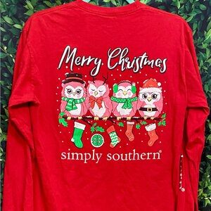 Simply Southern Red Christmas Owl Shirt